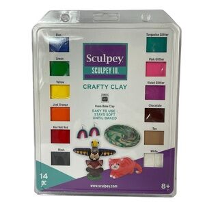 NEW Scupley III Oven-Bake Crafty Clay 14 Piece Set Multi-Colored